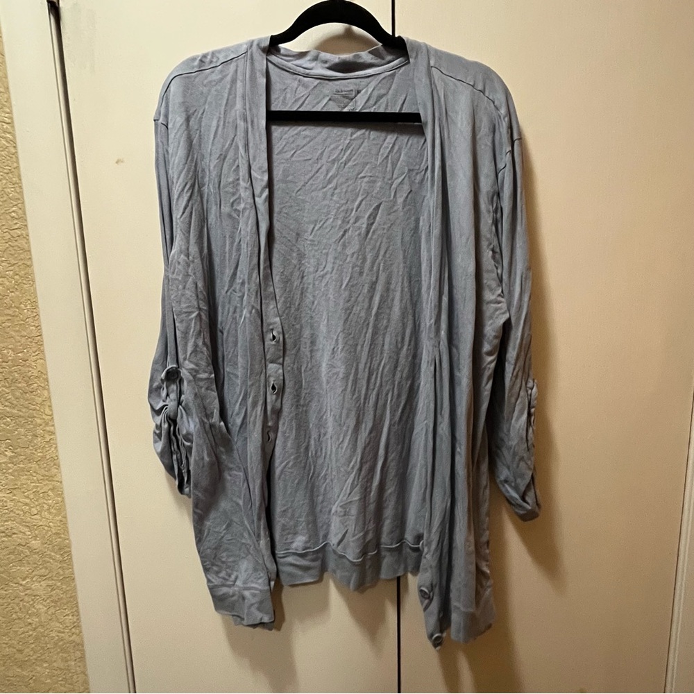 Old Navy Blue Button Down Cardigan with Roll Up Sleeves - Picture 1 of 6